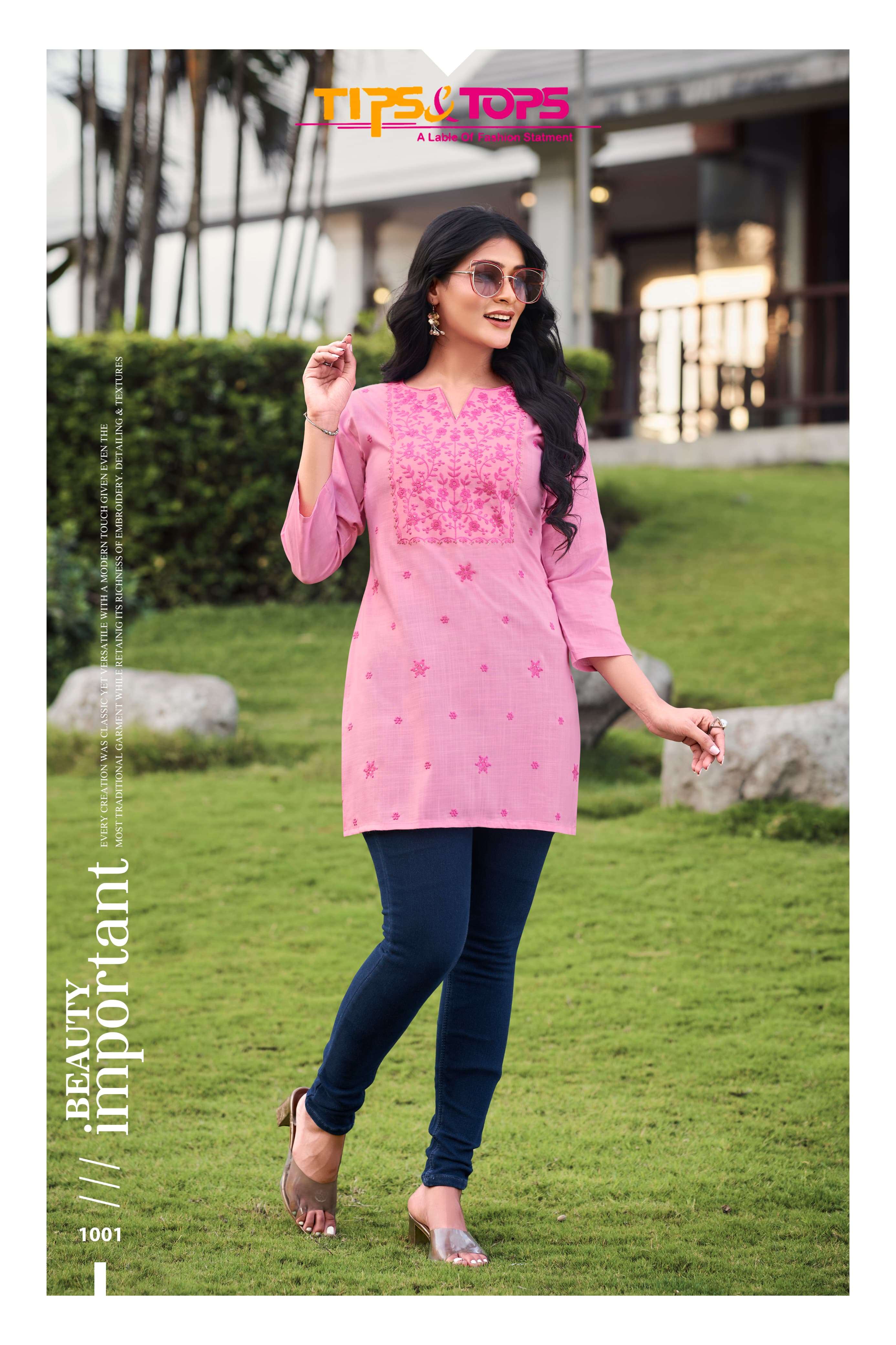 COLORS VOL 3 HEAVY REYON SLUB 16KG EMBROIDERY WORK SHORT TOP BY TIPS AND TOPS BRAND 3001